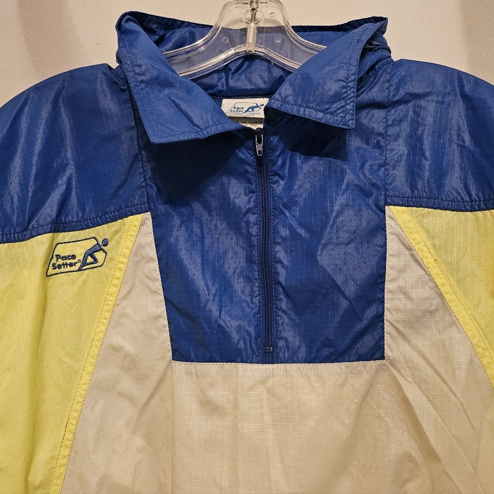 Vintage Blue Yellow White Windbreaker Jacket - Picture 4 of 6